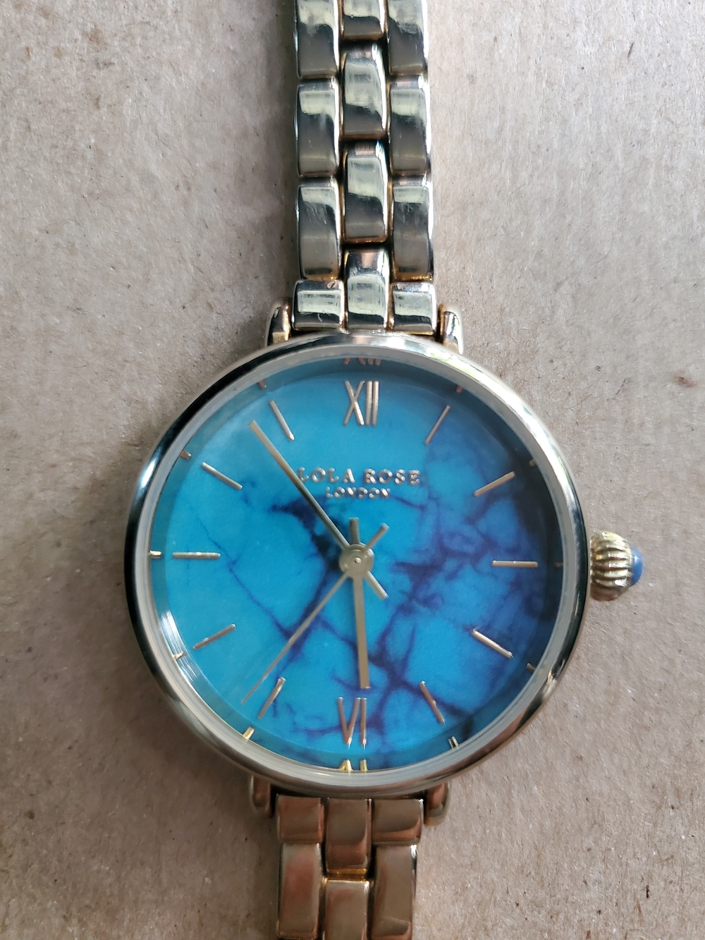 Lora Rose Gold-Tone Women's Watch with Turquoise Marble Dial